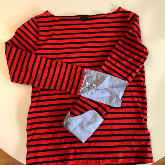 J.Crew Striped Boatneck Shirt W Built In Cuffs - Picture 6 of 6